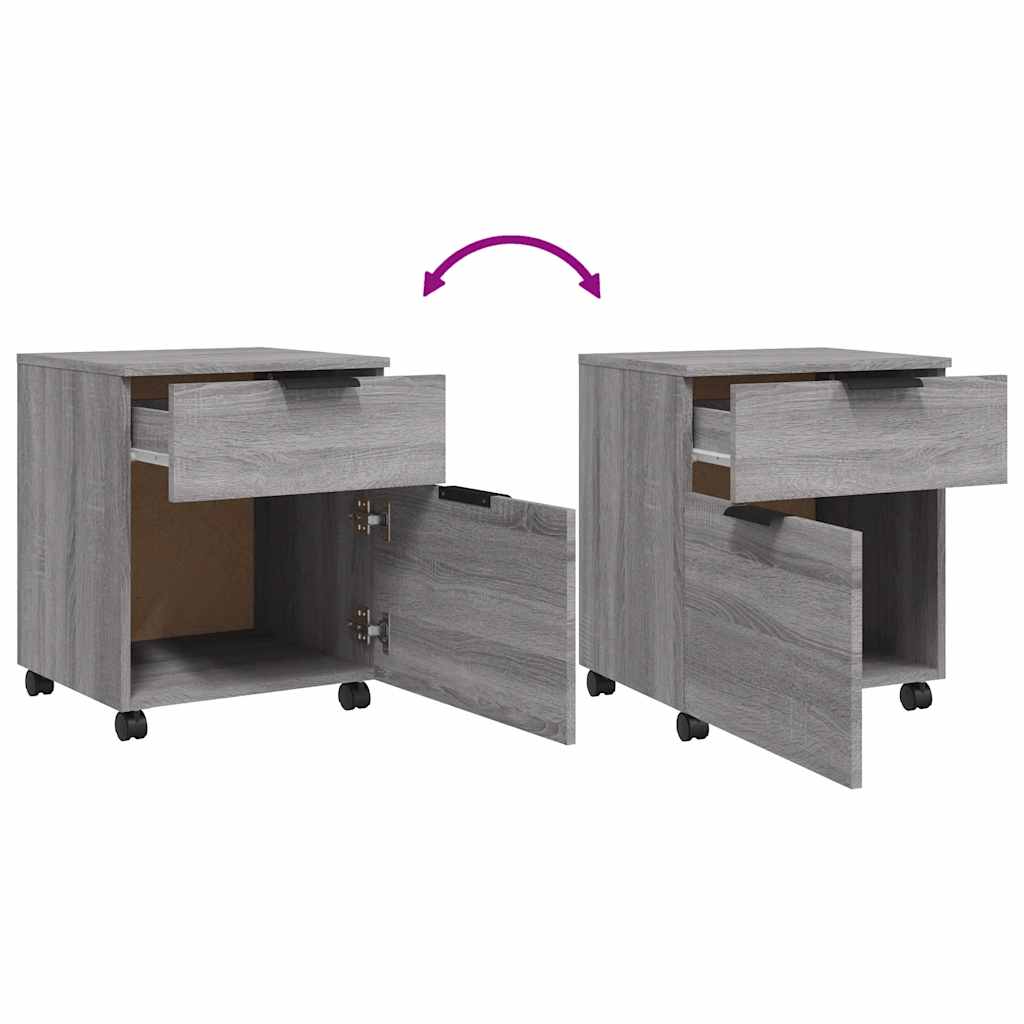 vidaXL Mobiler Aktenschrank mit Rollen Grau Sonoma 45x38x54 cm