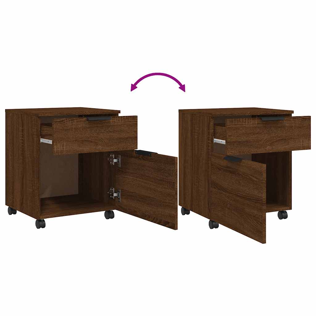 vidaXL Mobiler Aktenschrank mit Rollen Braun Eichen-Optik 45x38x54 cm