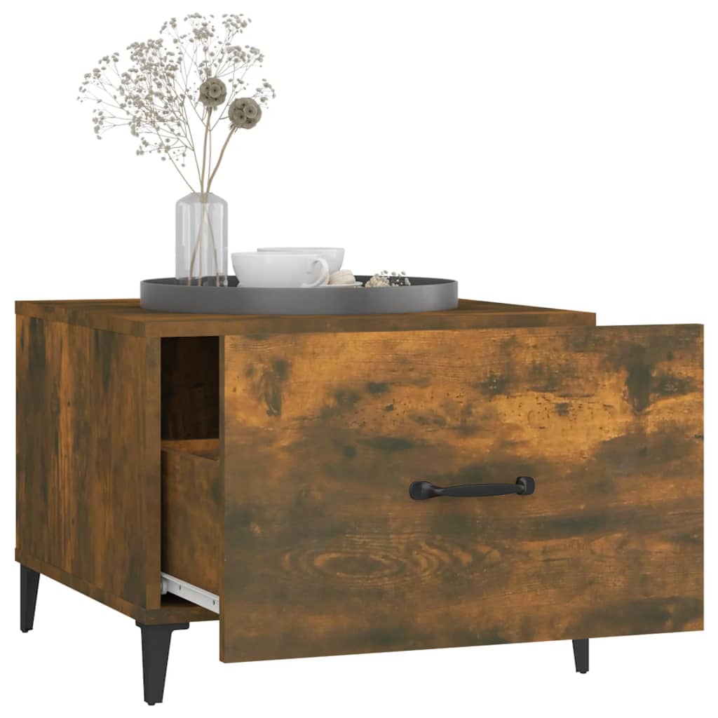 vidaXL Couchtische mit Metallbeinen 2 Stk. Räuchereiche 50x50x40 cm