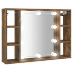 vidaXL Spiegelschrank mit LED Räuchereiche 76x15x55 cm