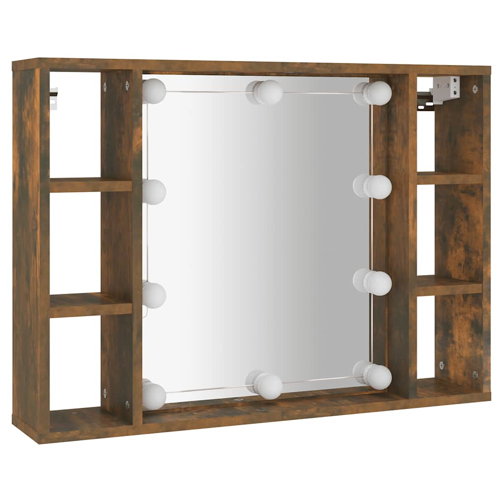 vidaXL Spiegelschrank mit LED Räuchereiche 76x15x55 cm