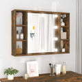 vidaXL Spiegelschrank mit LED Räuchereiche 76x15x55 cm