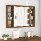 vidaXL Spiegelschrank mit LED Räuchereiche 76x15x55 cm