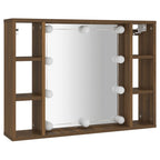 vidaXL Spiegelschrank mit LED Braun Eichen-Optik 76x15x55 cm