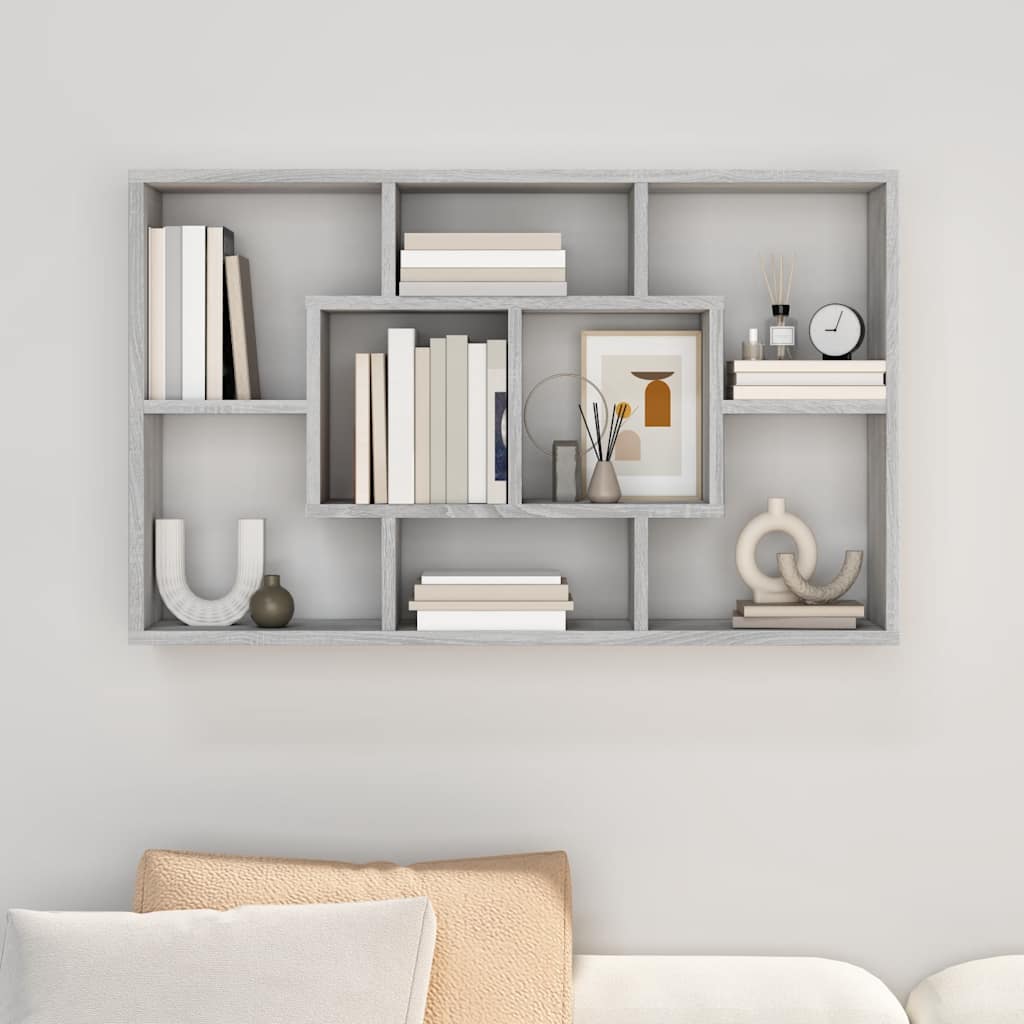 vidaXL Wandregal Grau Sonoma 85x16x52,5 cm cm Holzwerkstoff