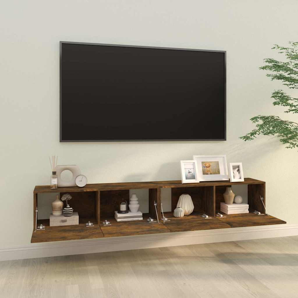 vidaXL TV-Wandschränke 2 Stk. Räuchereiche 100x30x30 cm Holzwerkstoff
