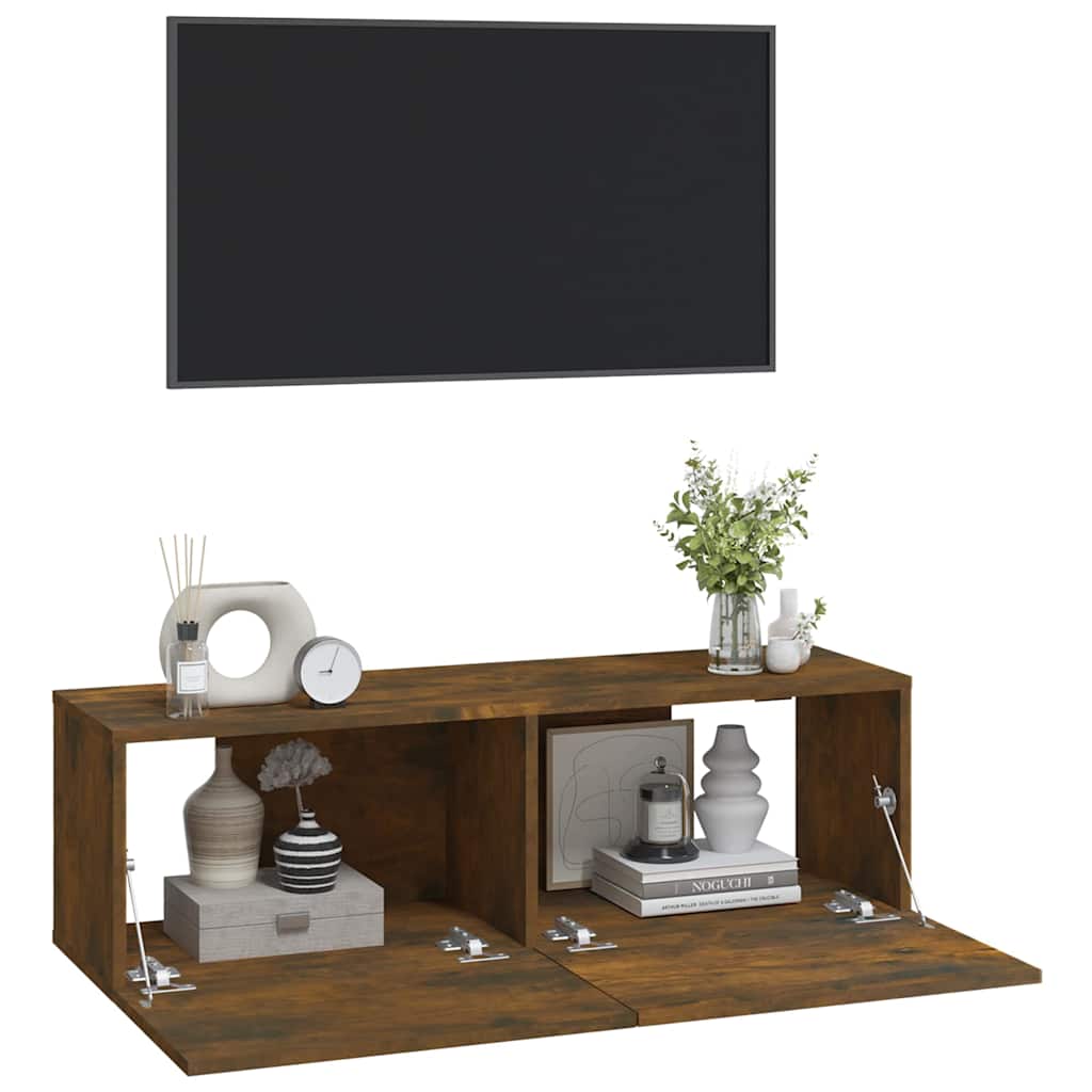 vidaXL TV-Wandschränke 2 Stk. Räuchereiche 100x30x30 cm Holzwerkstoff
