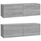 vidaXL TV-Wandschränke 2 Stk. Grau Sonoma 100x30x30 cm Holzwerkstoff