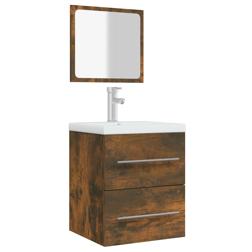 vidaXL Badschrank mit Spiegel Räuchereiche 41x38,5x48 cm