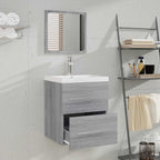 vidaXL Badschrank mit Spiegel Grau Sonoma 41x38,5x48 cm