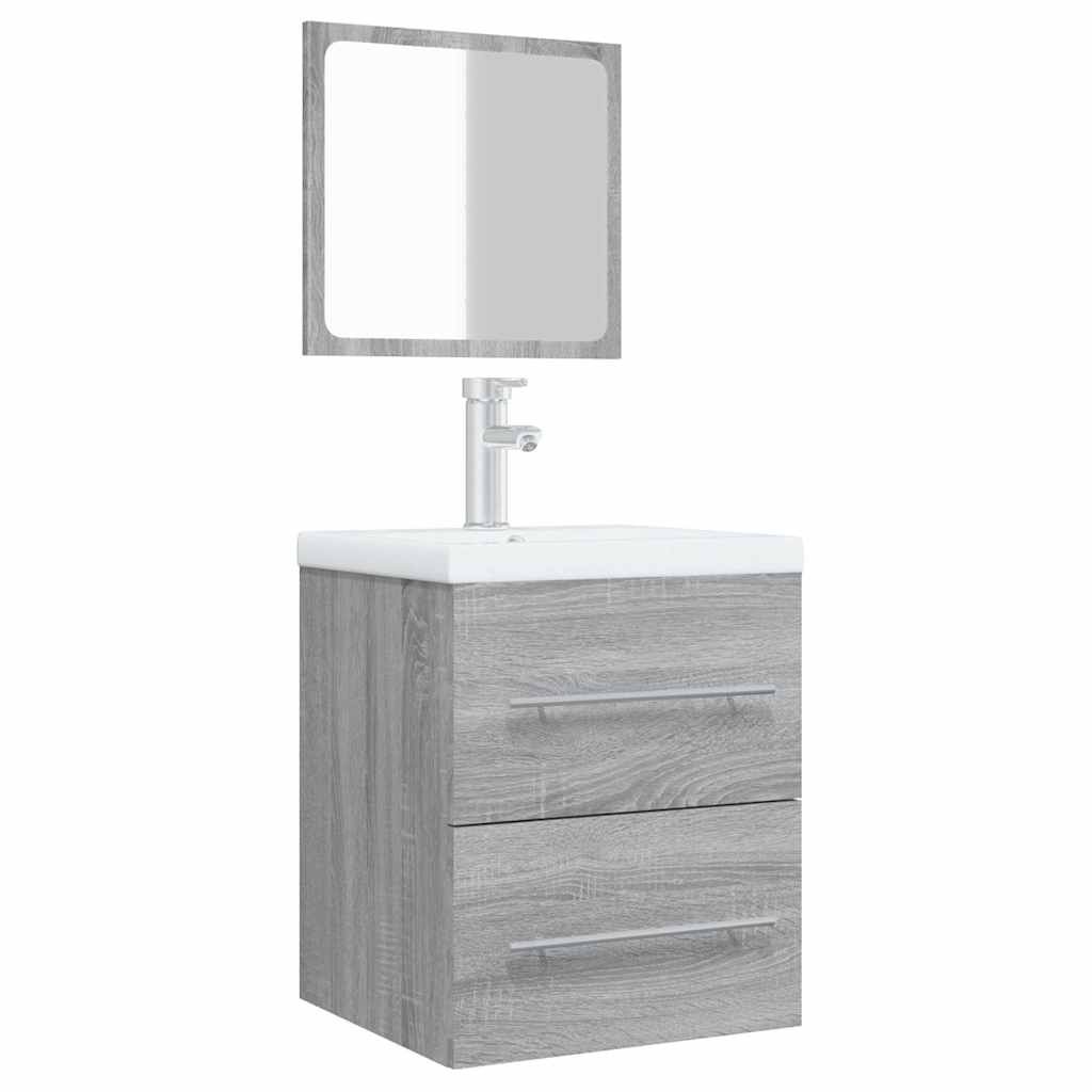 vidaXL Badschrank mit Spiegel Grau Sonoma 41x38,5x48 cm