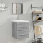vidaXL Badschrank mit Spiegel Grau Sonoma 41x38,5x48 cm