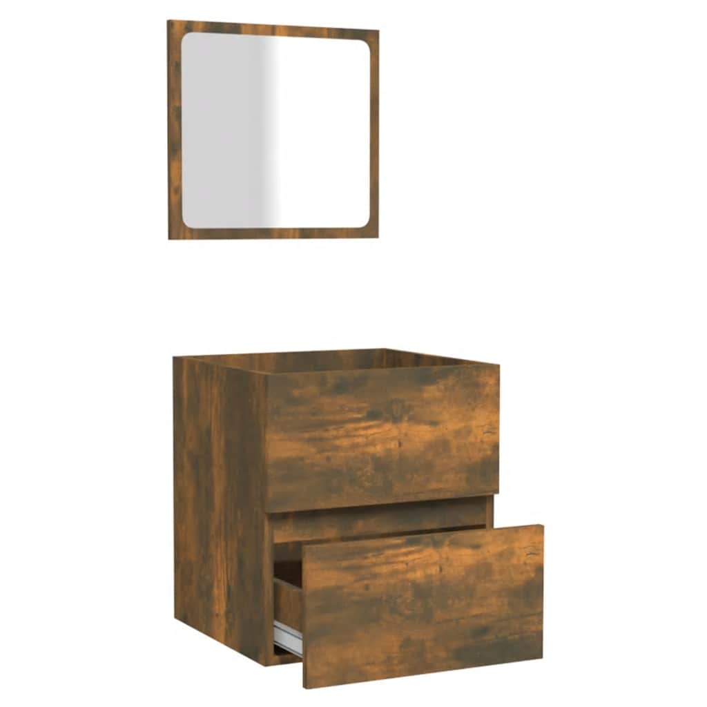 vidaXL Badschrank mit Spiegel Räuchereiche Holzwerkstoff