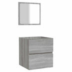 vidaXL Badschrank mit Spiegel Grau Sonoma Holzwerkstoff