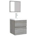 vidaXL Badschrank mit Spiegel Grau Sonoma Holzwerkstoff