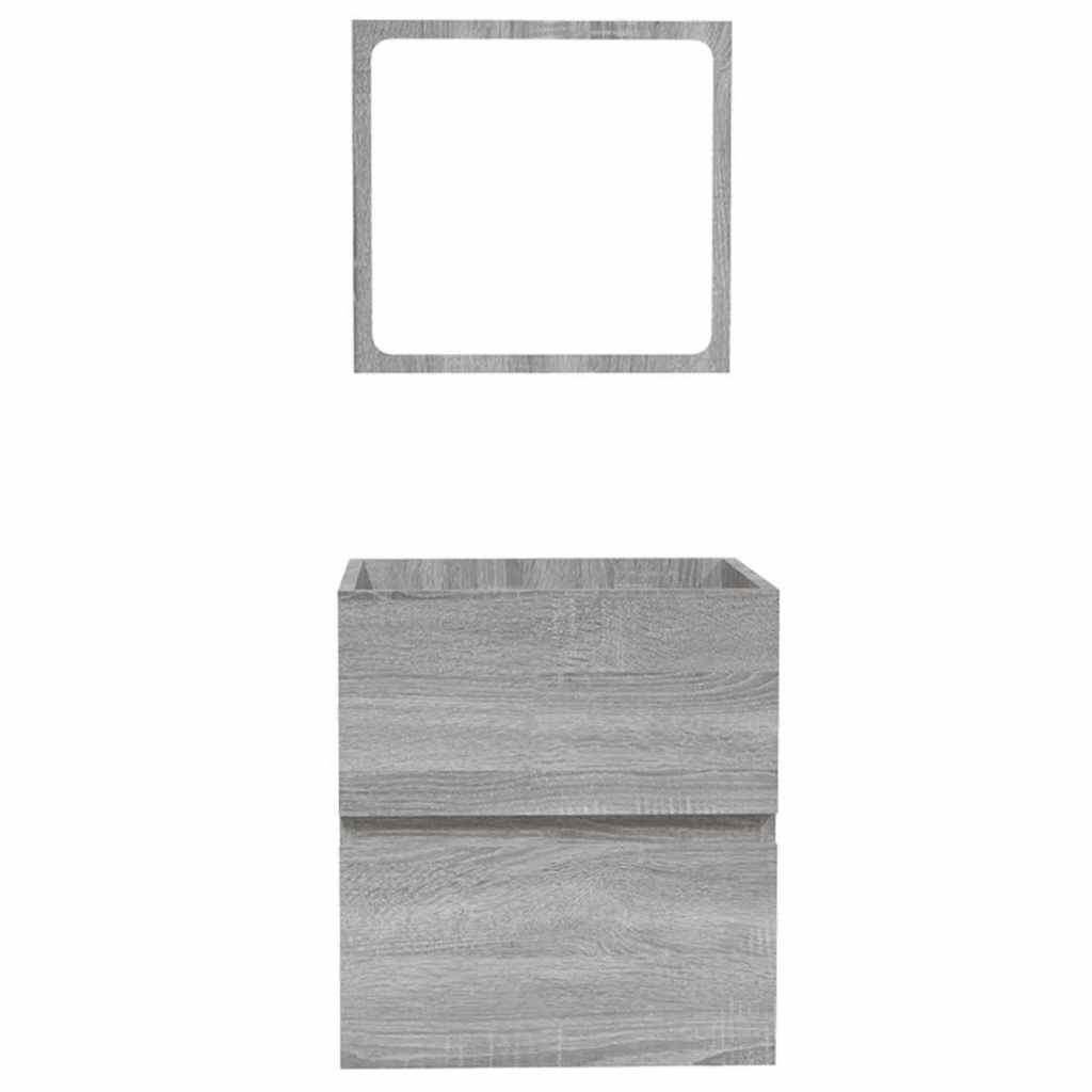 vidaXL Badschrank mit Spiegel Grau Sonoma Holzwerkstoff