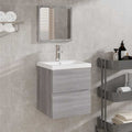 vidaXL Badschrank mit Spiegel Grau Sonoma Holzwerkstoff