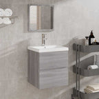 vidaXL Badschrank mit Spiegel Grau Sonoma Holzwerkstoff