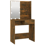 vidaXL Schminktisch mit LED Braun Eiche 74,5x40x141 cm