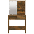 vidaXL Schminktisch mit LED Braun Eiche 74,5x40x141 cm
