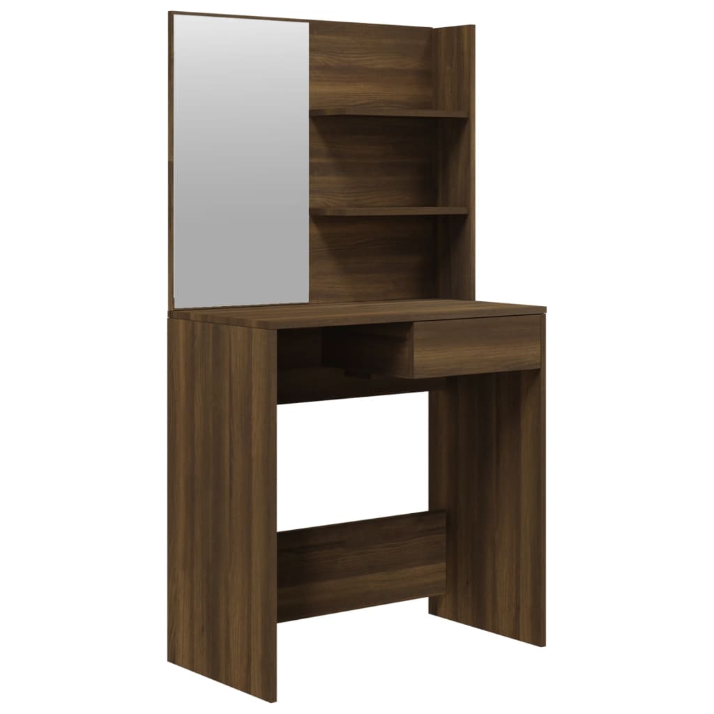 vidaXL Schminktisch mit Spiegel Braun Eiche 74,5x40x141 cm