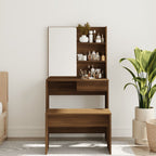 vidaXL Schminktisch mit Spiegel Braun Eiche 74,5x40x141 cm