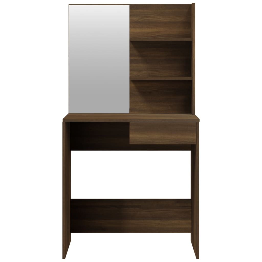 vidaXL Schminktisch mit Spiegel Braun Eiche 74,5x40x141 cm