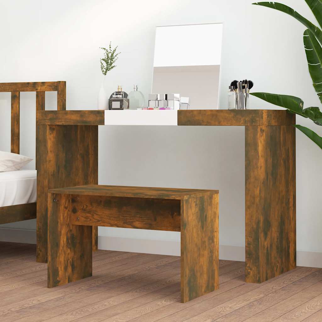 vidaXL Schminkhocker Räuchereiche 70x35x45 cm Holzwerkstoff