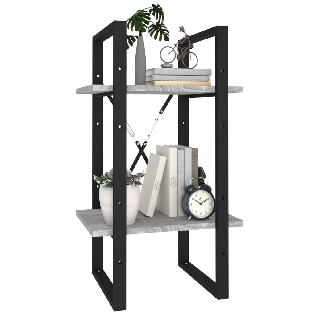 vidaXL Bücherregal 2 Fächer Grau Sonoma 40x30x70 cm Holzwerkstoff