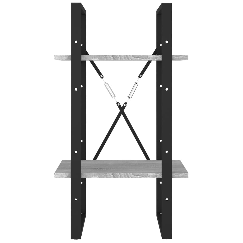 vidaXL Bücherregal 2 Fächer Grau Sonoma 40x30x70 cm Holzwerkstoff