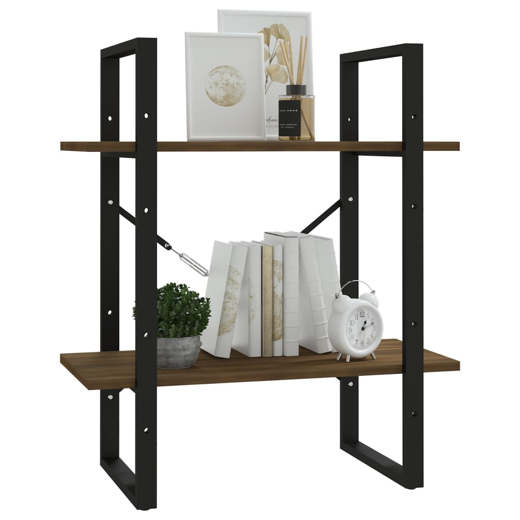 vidaXL Bücherregal 2 Fächer Braun Eichen-Optik 60x30x70 cm