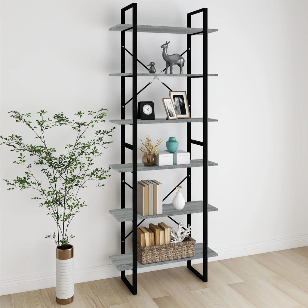 vidaXL Hochschrank Grau Sonoma 80x30x210 cm Holzwerkstoff