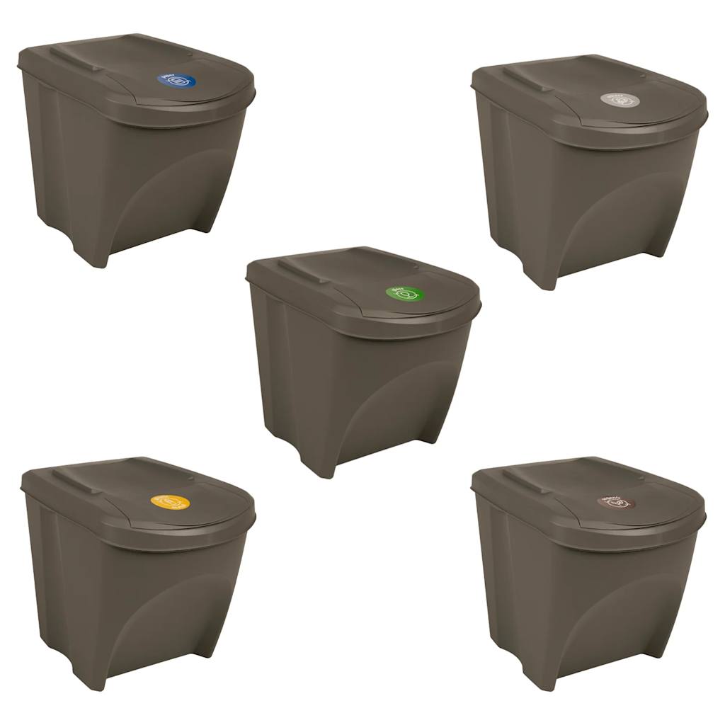 vidaXL Stapelbare Mülleimer 3 Stk. Grau 75 L Polypropylen