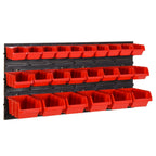 vidaXL 26-tlg Stapelboxen-Wandregal Rot & Schwarz 77x39cm Polypropylen