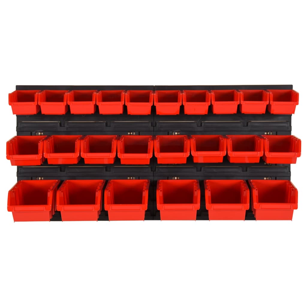 vidaXL 26-tlg Stapelboxen-Wandregal Rot & Schwarz 77x39cm Polypropylen