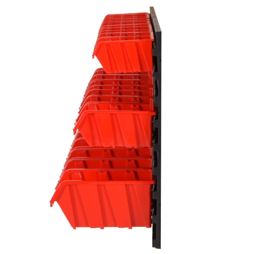 vidaXL 26-tlg Stapelboxen-Wandregal Rot & Schwarz 77x39cm Polypropylen