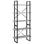 vidaXL Bücherregal 5 Fächer Grau Sonoma-Eiche 80x30x175 Holzwerkstoff