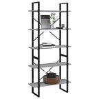 vidaXL Bücherregal 5 Fächer Grau Sonoma-Eiche 80x30x175 Holzwerkstoff