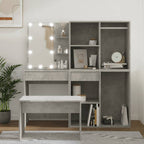 vidaXL Schminktisch-Set mit LED Betongrau Holzwerkstoff