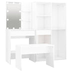 vidaXL Schminktisch-Set mit LED Hochglanz-Weiß Holzwerkstoff