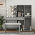 vidaXL Schminktisch-Set mit LED Grau Sonoma Holzwerkstoff