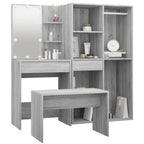 vidaXL Schminktisch-Set mit LED Grau Sonoma Holzwerkstoff
