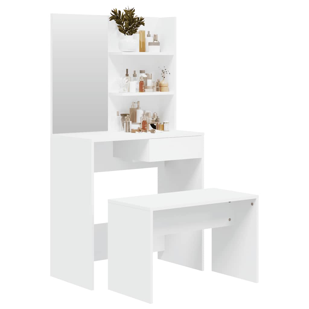 vidaXL Schminktisch-Set Weiß 74,5x40x141 cm