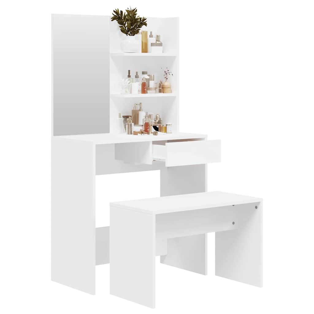 vidaXL Schminktisch-Set Weiß 74,5x40x141 cm