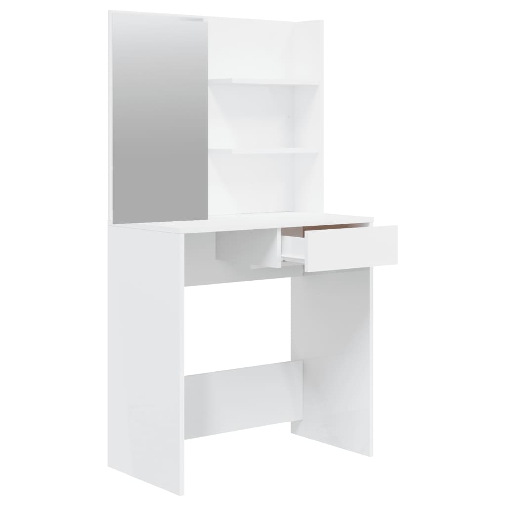 vidaXL Schminktisch-Set Hochglanz-Weiß 74,5x40x141 cm
