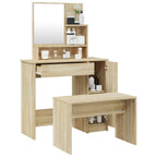 vidaXL Schminktisch-Set Sonoma-Eiche 86,5x35x136 cm