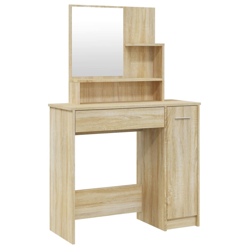 vidaXL Schminktisch-Set Sonoma-Eiche 86,5x35x136 cm