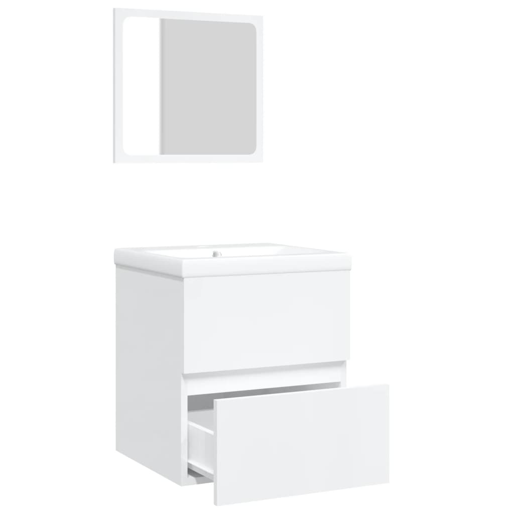 vidaXL Waschbeckenunterschrank mit Waschbecken und Spiegel Weiß