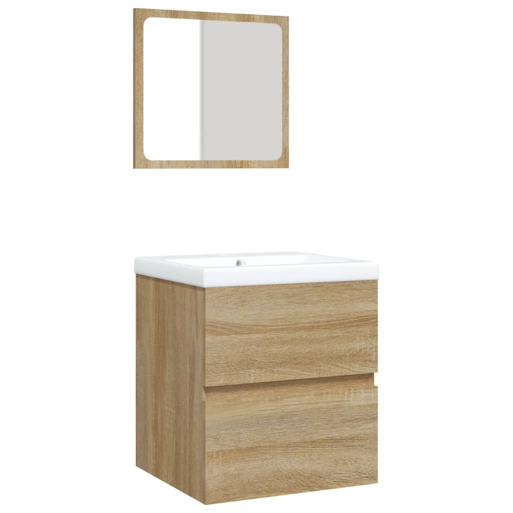 vidaXL Waschbeckenunterschrank mit Waschbecken Spiegel Sonoma Eiche