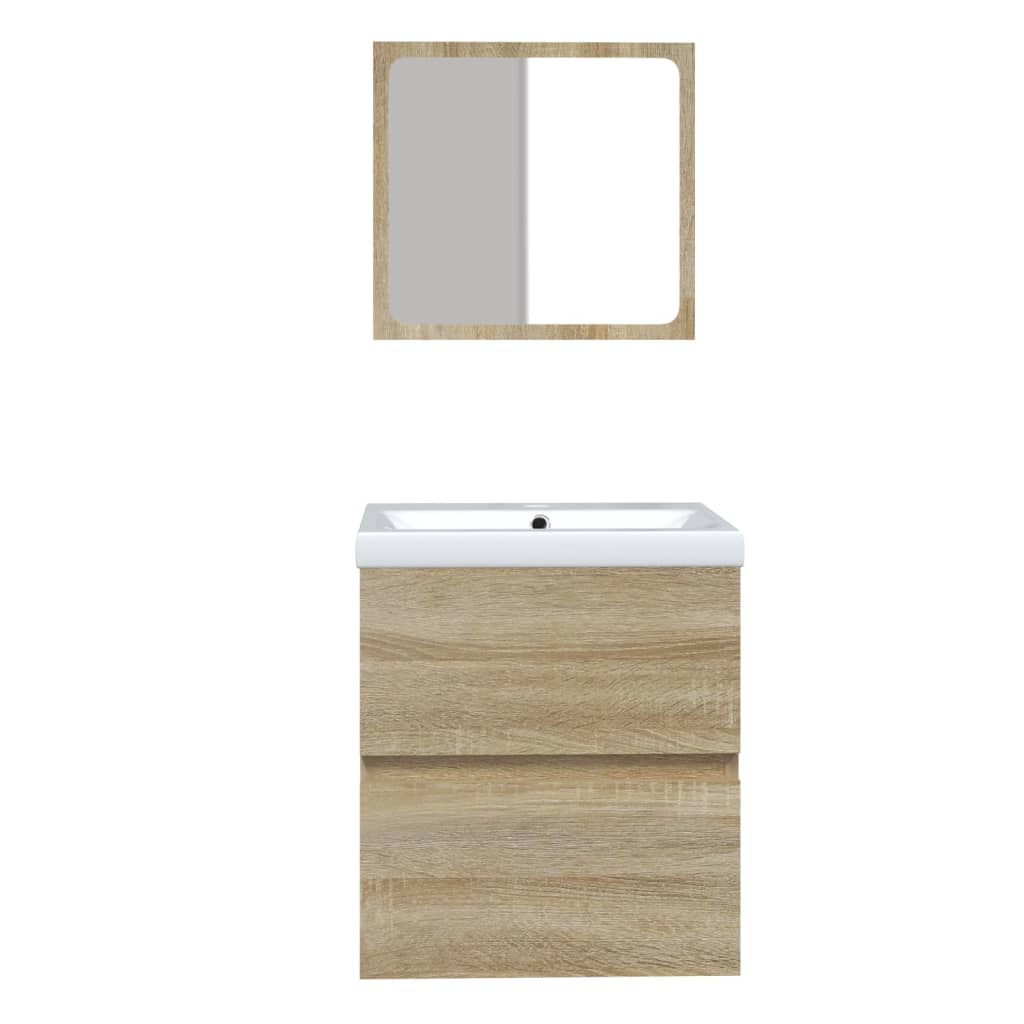 vidaXL Waschbeckenunterschrank mit Waschbecken Spiegel Sonoma Eiche